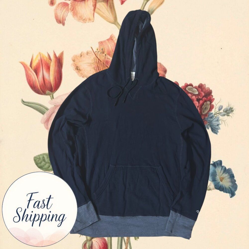 RAG & BONE Mens Hooded Sweater SIZE M MEDIUM Navy/Gray Cotton